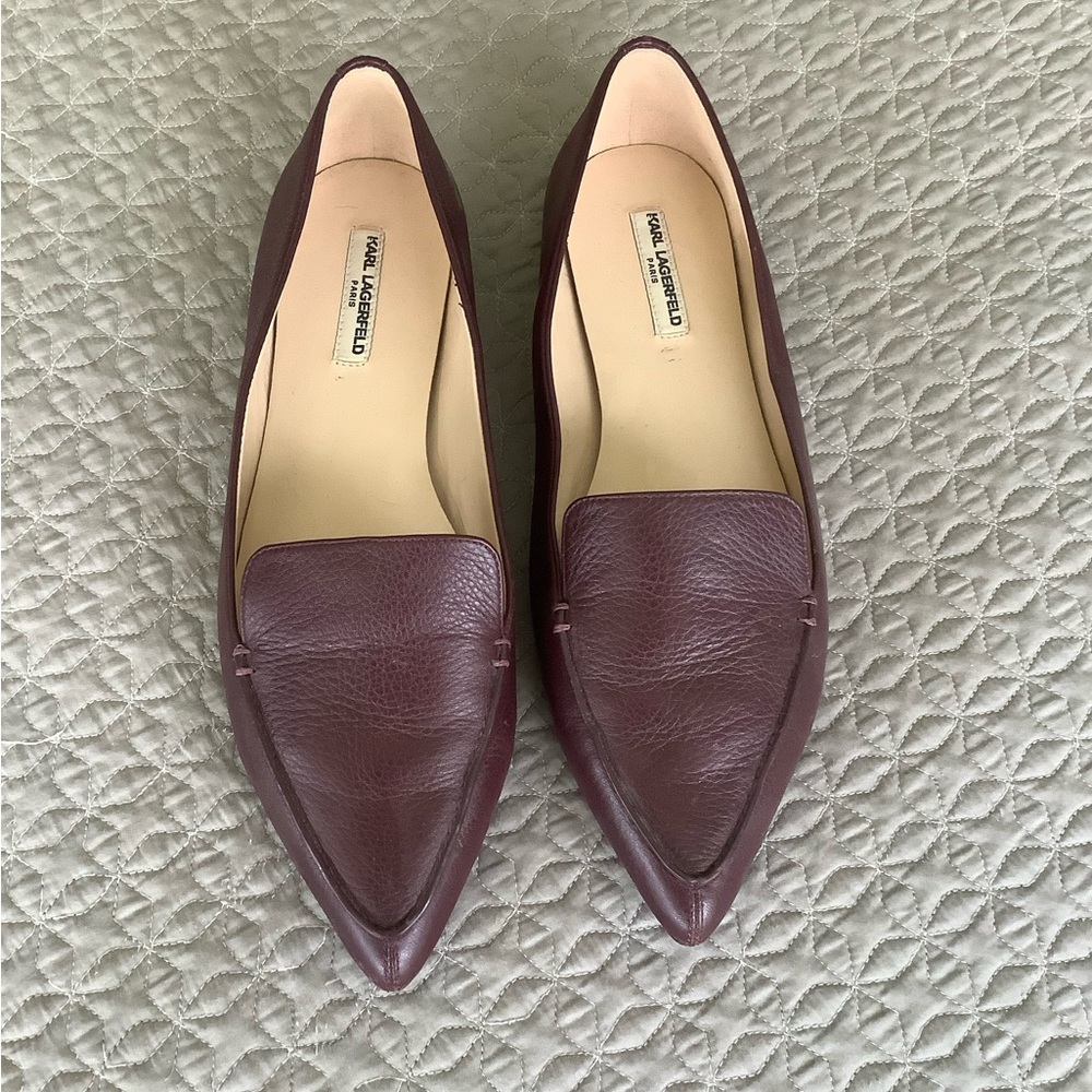Karl Lagerfeld Burgundy Flats, Sz 8.5